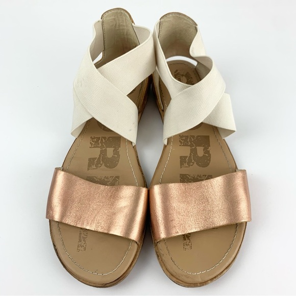 Sorel Ella Rose Gold Cream Elastic Ankle Heel Strap Sandals 7 - Picture 5 of 12